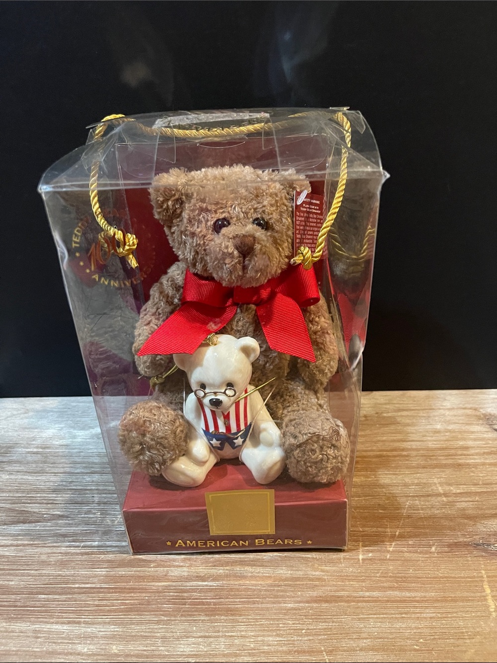 Lenox American Bear  100th Anniversary figurine with stuffed Teddy bear
